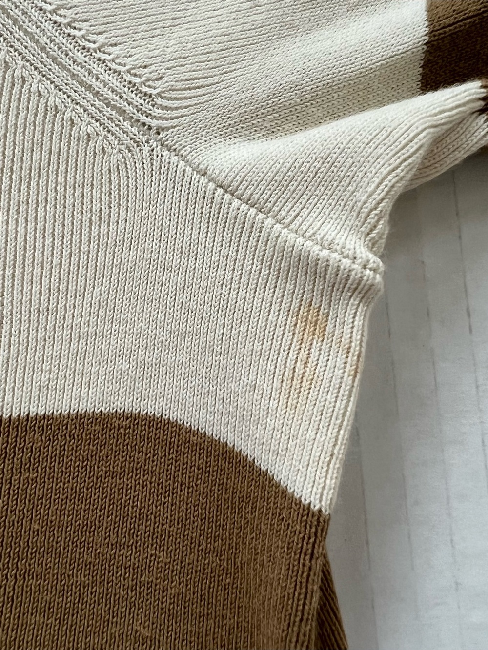 COS Oversized Striped Cotton Crewneck Sweater Brown Cream Size Large - Picture 12 of 14